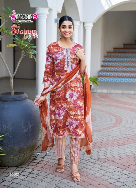 Shagun Vol 26 By Mystic 9 Rayon Surat Kurti With Bottom Dupatta Wholesale Market